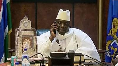 Dictator Yahya Jammeh on the phone congratulating Adama Barrow
